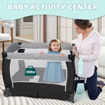 TODECARE 4 in 1 Baby Bassinet, Portable Pack and Play, Convertible Bedside Crib Sleeper, Diaper Changer, Storage Basket & Travel Bag