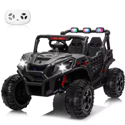 JOYRACER 24V Ride on Truck Toys w/ Remote Control, 2 Seater 400W Electric Powered Ride on w/ Dump Bed, 3 Speeds, Shovel & Bluetooth/Music