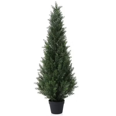 4FT Artificial Cedar Topiary Trees for Indoor and Outdoor UV Protection Christmas Trees for Home Decor Set of 1