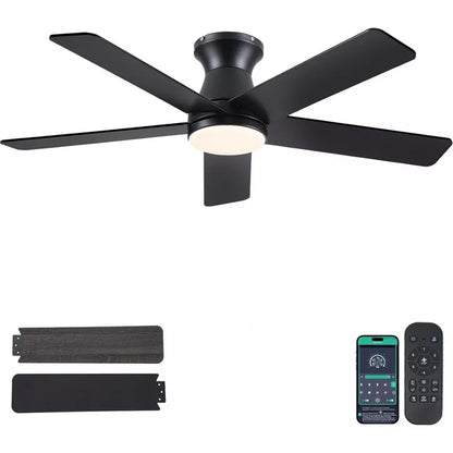 Kviflon 46 Inches Flush Mount Ceiling Fan Light,5 Blades,Reversible Airflow