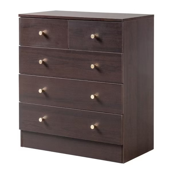 Resenkos 5 Drawer Dresser with Gold Handle, Nursery Dresser Chest Of Drawers Organizer,