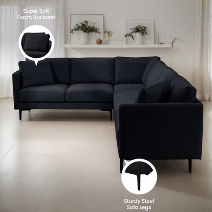 Mjkone Luxury Linen 107"W*81.5''D L-shaped Couch,6-Seat Oversized Sectional Sofa Couch With Corner Sofa