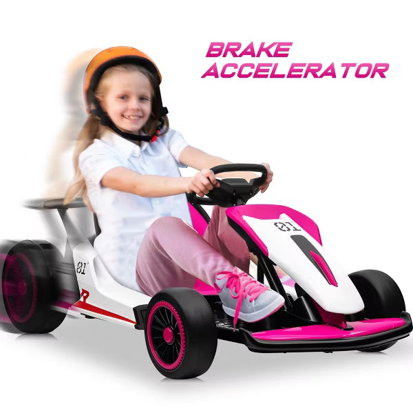 Joyracer 24V Ride on Toys, Kids Electric Go Kart 400W Motor Power Car Wheel for Kids, Outdoor Toys, Bluetooth/Music, Age 6+