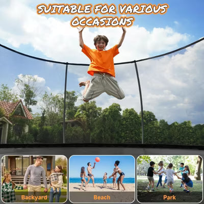Outdoor Trampoline with Enclosure Net and Ladder for Kids and Adults