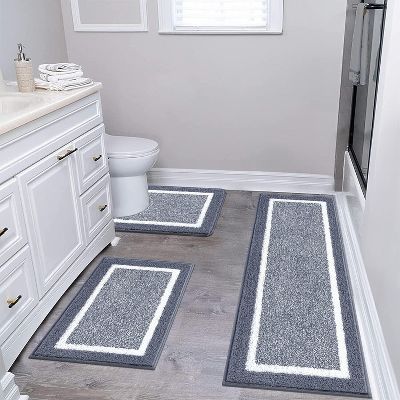 3-Piece Bathroom Rug Mat Set, Microfiber Shaggy Non-Slip Ultra Soft Absorbent Mats with U-Shaped Toilet Mat