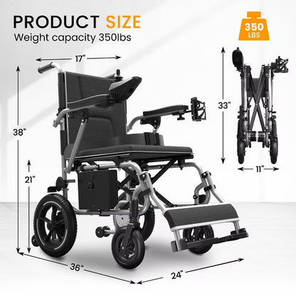 KERDOM Electric Wheelchair, Motorized Wheelchair for Adults, Foldable All Terrain Power Wheelchair, Weight Capacity 350 LBs, Sliver