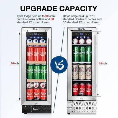 Hooure Upgraded 24-Inch Dual Zone Refrigerator - French Door Wine & Beverage Cooler Fridge for Office/Home