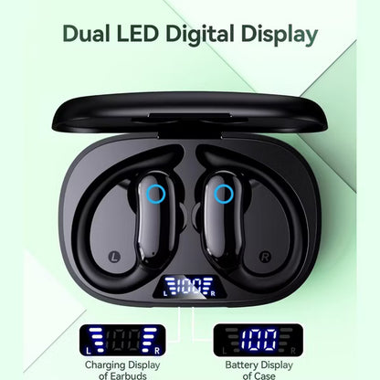 GNMN V7 Ear Buds Wireless Earbuds 96hrs Playback Bluetooth Headphones IPX7 Waterproof Stereo Bass Over-Ear Earphones with Earhooks Microphone