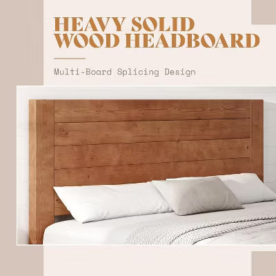 AMERLIFE Mid-Century Modern Platform Bed with 48" Headboard