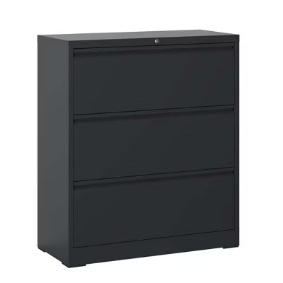 Yukimo Lateral File Cabinet with Lock, 40"H Black Lockable Metal Filing Cabinet, Heavy Duty Steel File Cabinet