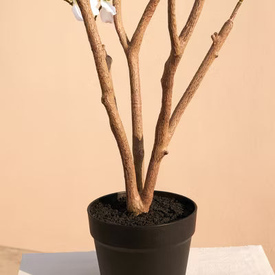 Dr. Planzen 3ft Artificial Dogwood Tree - UV Resistant Fake White Blossom Flowering Plants - Indoor & Outdoor Faux Potted Trees Decor Gift