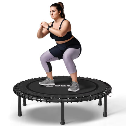 BCAN 450LBS Foldable Mini Trampoline, 40"/48" Adult Fitness Trampoline with Durable Bungees, Great Mini Rebounder for Indoor/Garden Workout