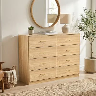 CIPACHO Modern Brown 8-Drawer Wide Dresser, Sturdy Safe Ample Storage Chest for Bedroom