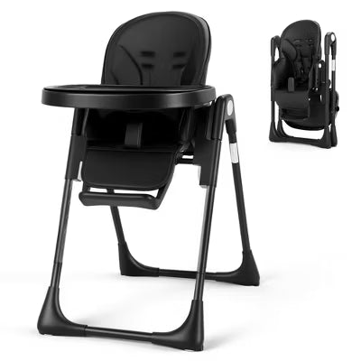 TODECARE Foldable High Chair with Soft Cushion, Height Adjustable Toddler Eating Chair with Detachable Double Trays