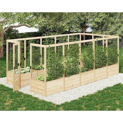 AMERLIFE U-Shaped Raised Garden Bed with Deer Proof Fence