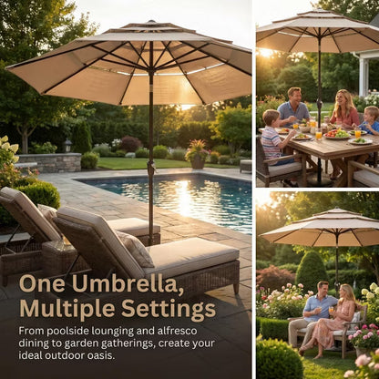 10ft Aluminum 3-Tier Auto-Tilt Outdoor Patio Umbrella – Great Gift for Backyard, Pool, Deck or Market Table – Easy Shade for Dining, Garden Gatherings
