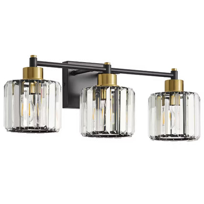 POWLIG 22" 3-Light Vanity Light with Crystal Shades - Modern Dimmable Bathroom Lighting
