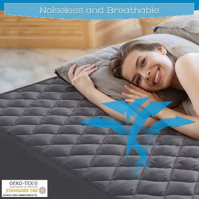 Hoey King Size Waterproof Mattress Pad Protector – Quilted, Breathable, Noiseless Fitted Cover, Fits Up to 21" Deep Pocket