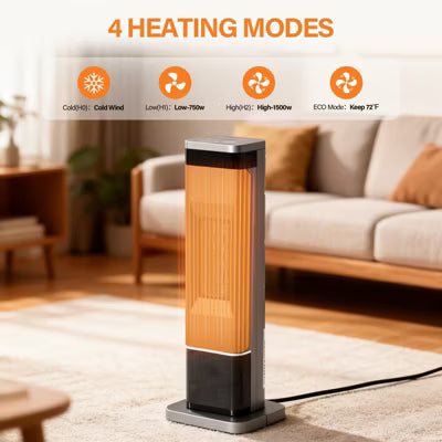 Mydepot Space Heater for Indoor Use, 1500W Electric Heater with Oscillation, Quiet for Bedroom, Office