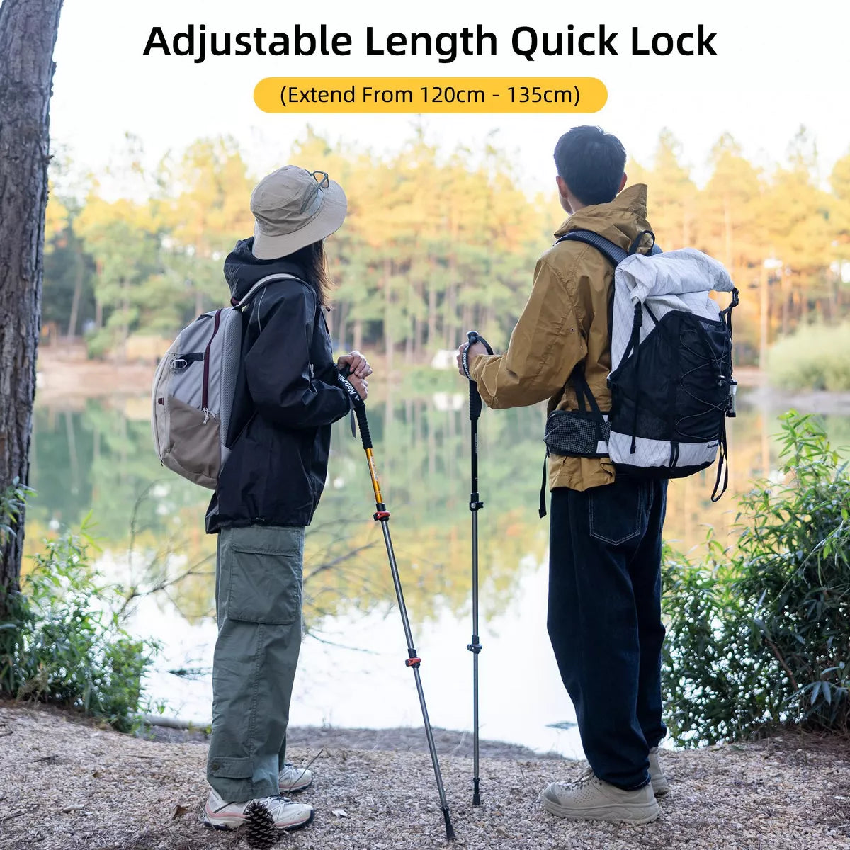 Naturehike 1pc Ultralight Trekking Poles - Adjustable Hiking Sticks w/Secure Lock, EVA Grip,4 Colors, 50-135cm (20-53in) for Adults & Kids