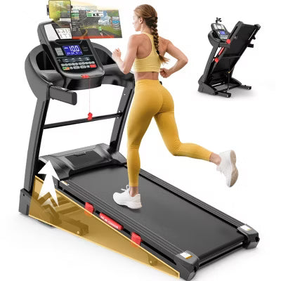 3-in-1 Folding Treadmill for Home 10mph, 4.8HP Running Treadmills with 15% Auto Incline, 400lbs Capacity, 71Programs, 18'' Wide Deck, Knee Support