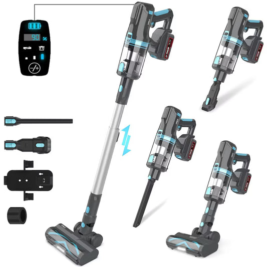 UMLO V11 Cordless Vacuum Cleaner for Home, 45Kpa 60Mins Runtime Powerful Stick Vacuum with LED Touch Screen, 6 in 1 Lightweight