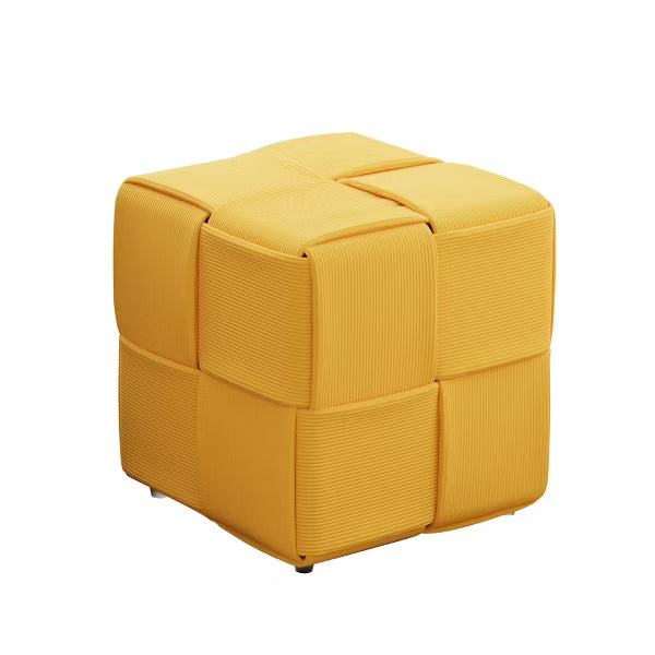JOYRACER Round Upholstered Ottoman with Storage Multifunctional Foot Rest Coffee Table Padded Seat Vanity Stool, Khaki