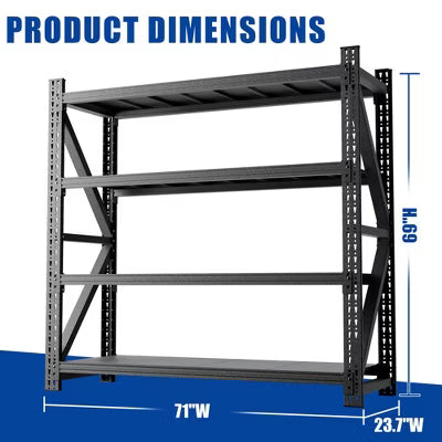 VIYET 71"W 4-Tier Heavy Duty Garage Storage Rack, 5000 lbs Industrial Metal Shelving Unit for Warehouse and Workshop