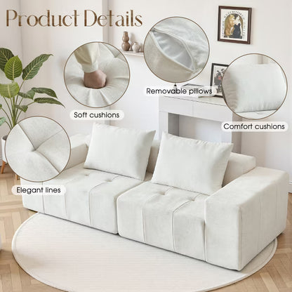 Modern 107" Oversized Sectional Sofa Couch with Pillows for Living Room, White