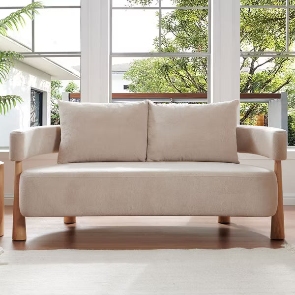 67" Chenille Loveseat Sofa with 2 Pillows ¨C Cozy Upholstered Couch for Living Room, Bedroom, or Office