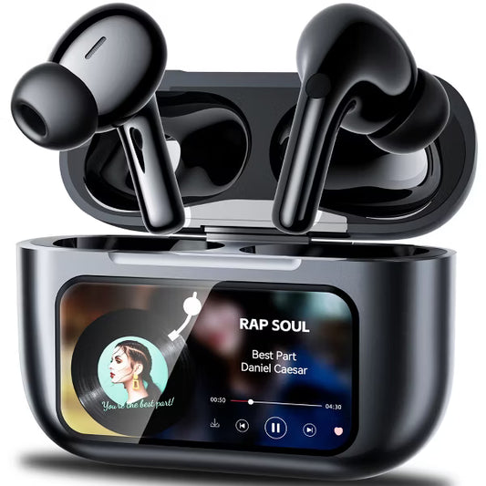 VEATOOL A9 ANC+ENC Earbuds with Smart Touch Screen,Bluetooth 5.4, HiFi Stereo Multiple EQ settings