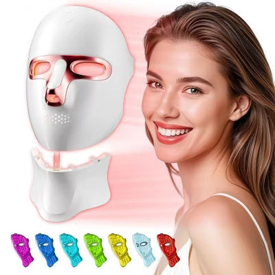 Morfone 7-Color LED Adjustable Brightness Wireless Charging Facial Light Therapy Mask #White 1 piece