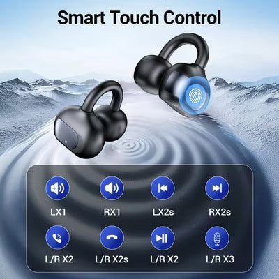 Open Ear Wireless Earbuds, Bluetooth 5.4, Clip-On Design, 60H Playtime with Case, ENC Clear Calls, 3D Sound, IPX7 Waterproof for Running/Workout