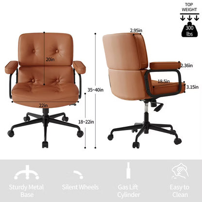 SUGOLD Brown Office Chair, Comfortable Desk Chair with Lumbar Support and Wide Seat, Ergonomic Task Chair for Home & Office