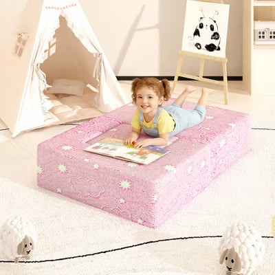 Hooseng Toddler Couch, 3 in 1 Glow Modular Kids Play Couch Sofa, Toddler Fold Out Couch for Playroom, Convertible Play Foam Couch for Boys & Girls