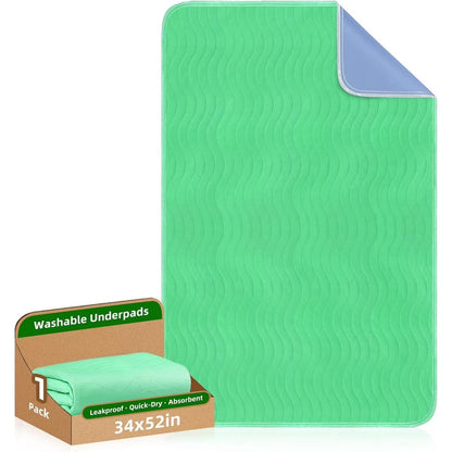 Hoey 1-Pack 34" x 52" Extra Absorbency Washable Waterproof Underpad – Reusable Bed Pad for Adults and Pets