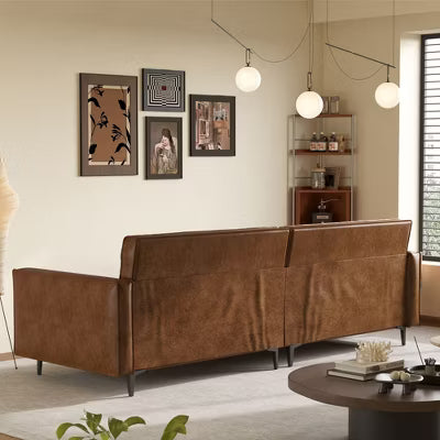 Gaoyangjiaju 86.61 Inch Leather Sofa with Solid Wood Frame