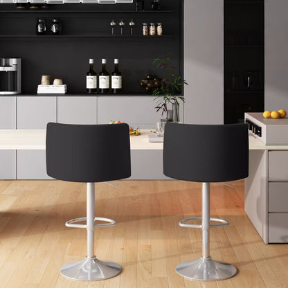 Hooseng Bar Stools, Upholstered Bar Chairs with Metal Legs, Bar Stools Sets of 2, Backs and Footrest Counter Height Bar Stools