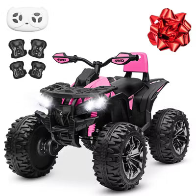 JOYRACER 24V Kids Ride-On ATV, 2-Seater 4-Wheeler Quad Electric Powerful Car w/ 800W Motor, Remote, High/Low Speed, Bluetooth/MP3 & LED for Big Kids