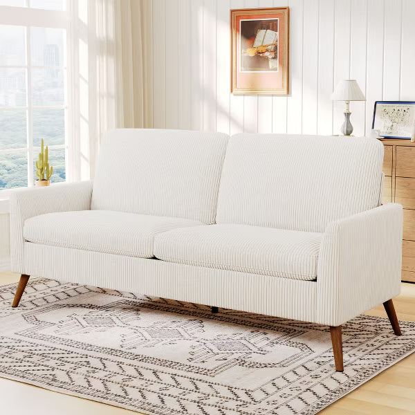 Dyonery Loveseat Sofa, Memory Foam Cushion with Tool-Free Setup, Mid-Century Modern Design for Small Spaces