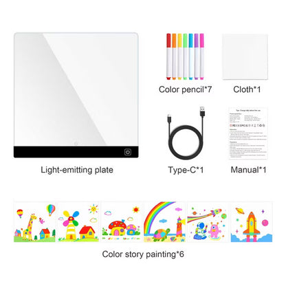 AENKYO Kids Drawing Lamp with 4 Color Lights, Children's Art Light with 7 Pens & Stencils, Creative Night Light & Mood Light for Bedroom