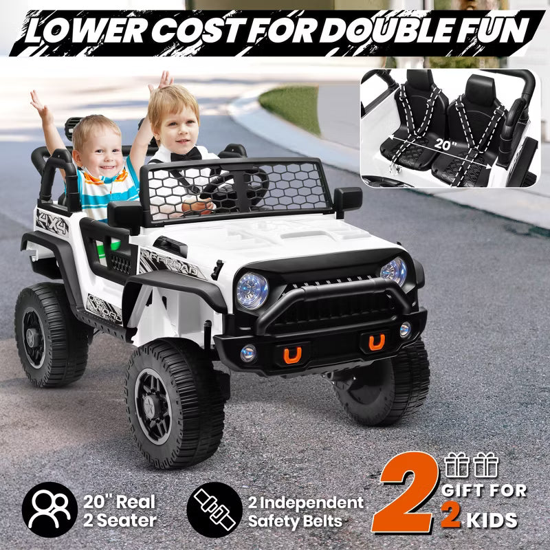 JOYRACER 24V 4WD 4-Wheeler Ride-On Truck Toys, 2-Seater Kids Electric Car w/ Remote, 7AH Battery, Spring Suspension, Bluetooth, Gift for Boys & Girls