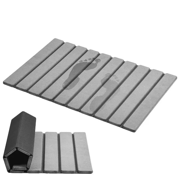 Napei Foldable Diatomite Stone Bath Mat with Anti-Slip Rubber Backing