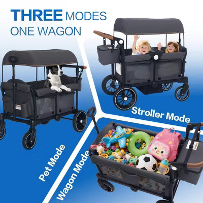 TODECARE Stroller Wagon All-Terrain Baby Stroller for 2 Kids with Canopy and Adjustable Handle