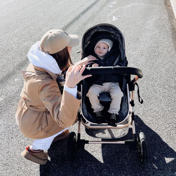 Kinder King Cozi 2 Convertible Baby Stroller, Folding High Landscape Infant Carriage, Adjustable Canopy, Diaper Bag, Anti-Shock