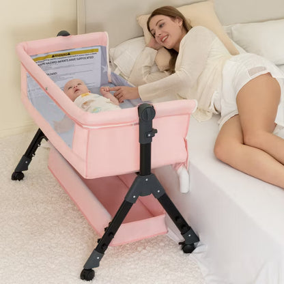 Foalom Baby Bassinet 3 in 1 Baby Bassinet Bedside Sleeper, Easy Assemble Amd Folding Portable Baby Cradle