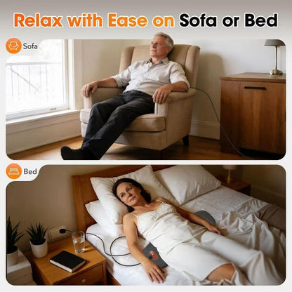 Morfone 3-in-1 Electric Back Heating Massage Lumbar Support Pillow for Car, Home, and Office Use