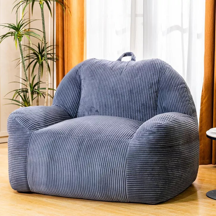 Hooseng 38" Giant Bean Bag Chair for Adults, High-Density Foam Stuffed Corduory Bean Bag Sofa with Handle for Adults Reading, Gaming