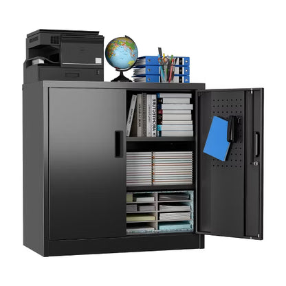 SUXXAN Metal Storage Cabinet with Pegboard and 2 Adjustable Shelves for Garage, Office, Assembly Required