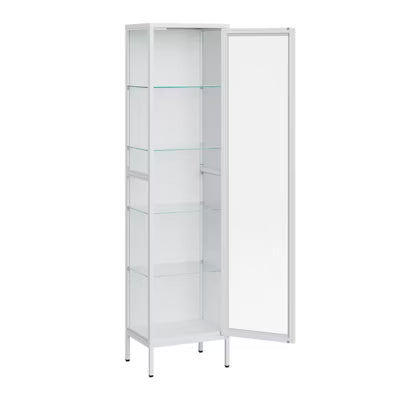 Mlezan 71" Display Cabinet: Metal, Glass Doors, 4 Adjustable Shelves. Curio Case for Home, Office, or Pantry. Assembly Required.